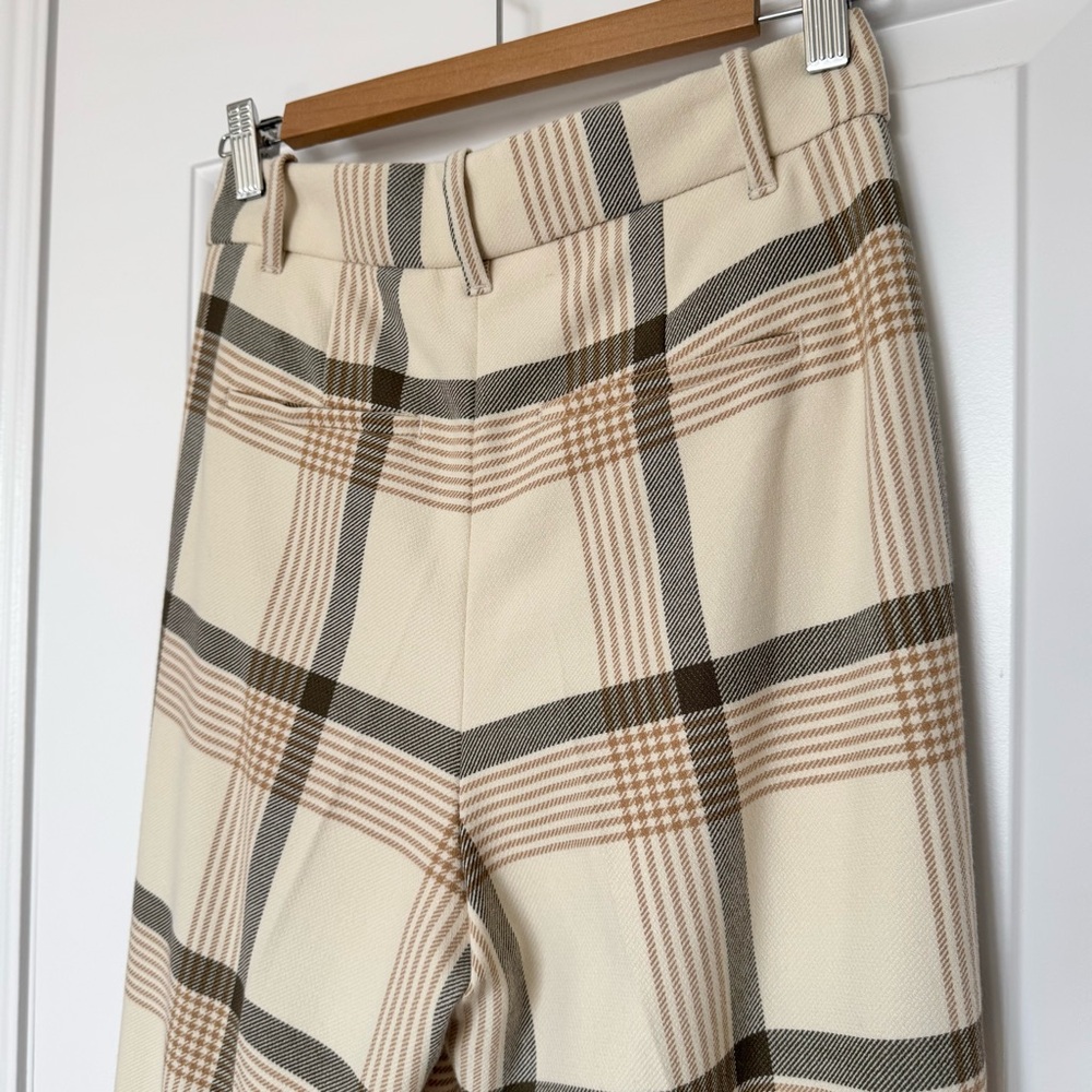 Wilfred Cream Plaid Wide-Leg Trousers - Picture 3 of 11